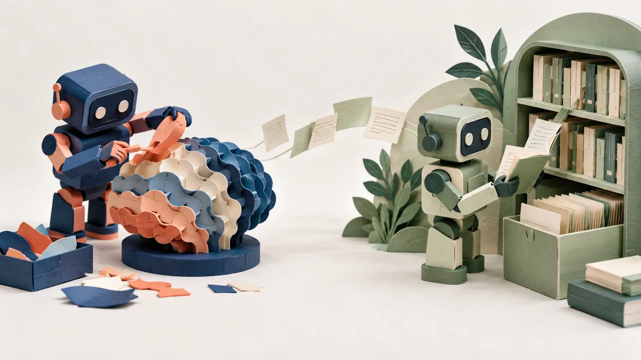 Model Fine-Tuning vs RAG: Selecting the Optimal AI Strategy for Proprietary Datasets, paper craft illustration