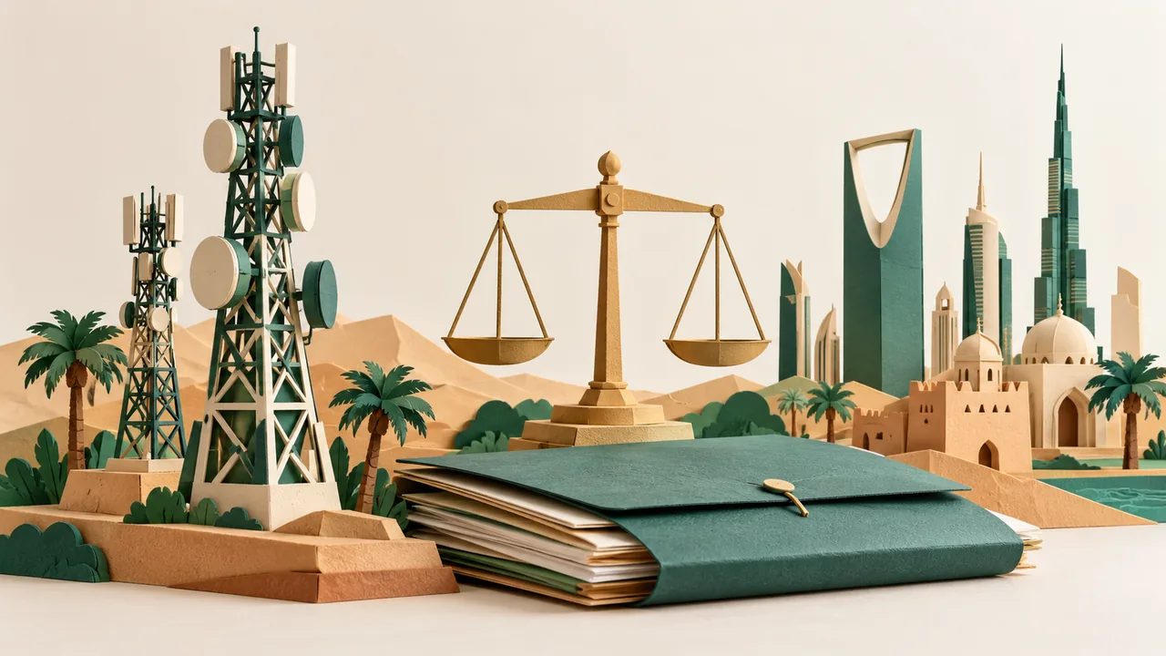 Navigating Telco Regulatory Compliance for VAS Content Monetization in Saudi Arabia &amp; UAE — paper craft illustration
