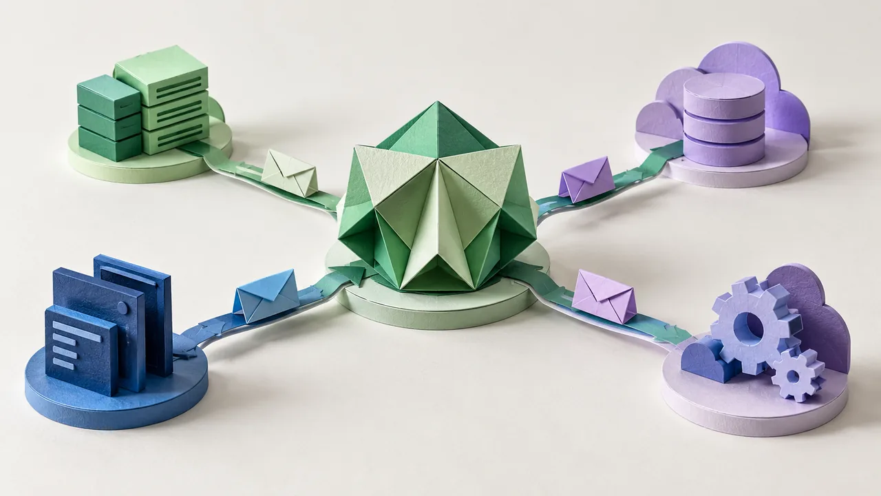 State Management and Event-Driven Architecture in Modern Enterprise Web Apps, paper craft illustration